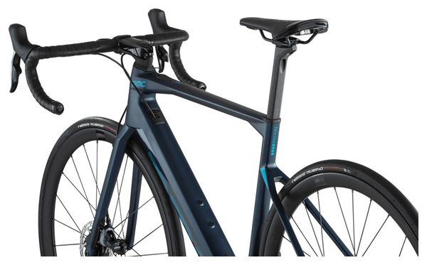 BMC Roadmachine AMP One Bicicletta da strada elettrica Sram Force eTap AXS 12S 350 Wh 700 mm Petrol Blue Turquoise 2023