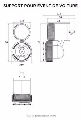 <p>Soporte de coche</p>para rejilla de ventilación Quad Lock