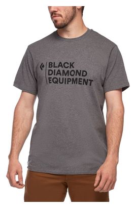 T-Shirt da uomo a manica corta con logo impilato nero diamante Grigio
