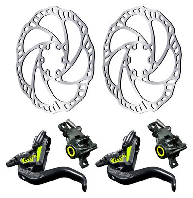 Paire de Freins à Disque Magura MT8 SL Noir/Jaune avec Disques Storm SL  160 mm et 180 mm