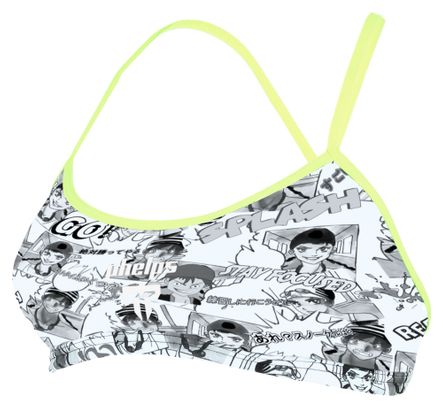 Michael Phelps Manga Racing Back / Black / Yellow Womens 2-Piece Swimsuit Top