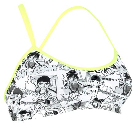 Michael Phelps Manga Racing Back / Black / Yellow Top de traje de baño de 2 piezas para mujer