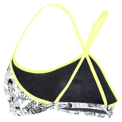 Michael Phelps Manga Racing Back / Black / Yellow Womens 2-Piece Swimsuit Top