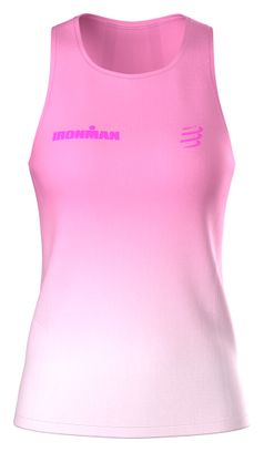 Camiseta sin mangas Compressport Performance Ironman 2026 rosa/blanca para mujer
