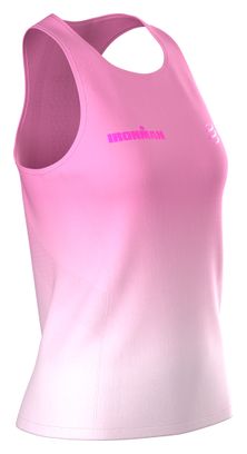 Camiseta sin mangas Compressport Performance Ironman 2026 rosa/blanca para mujer