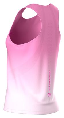Camiseta sin mangas Compressport Performance Ironman 2026 rosa/blanca para mujer