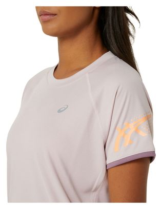 Maillot de manga corta Asics Run Icon rosa para mujer