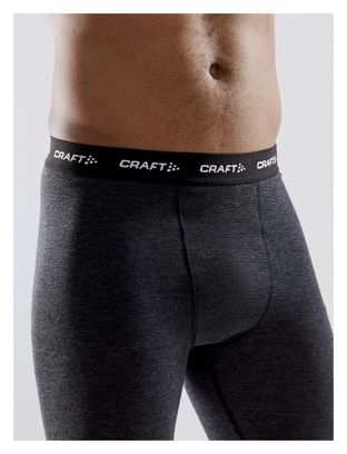 Collant lungo in lana merino artigianale nero