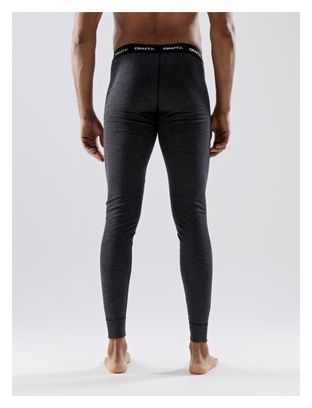 Collant lungo in lana merino artigianale nero