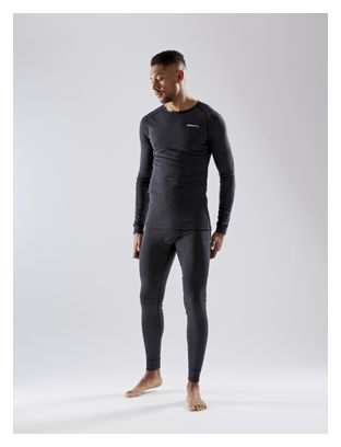 Collant lungo in lana merino artigianale nero