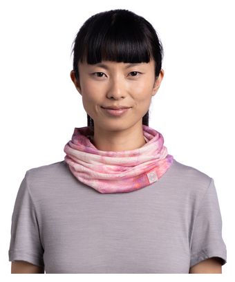 Lightweight Merino Buff Neck Warmer Pink Digital Print