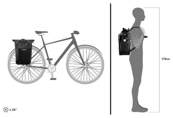 Ortlieb Vario PS High Vis 26L QL2.1 Backpack / Bike Bag Black Reflex