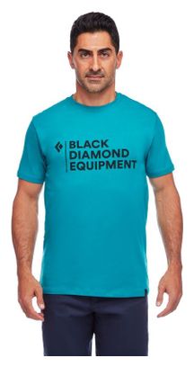 T-Shirt a maniche corte da uomo con logo nero e diamanti impilati Blu