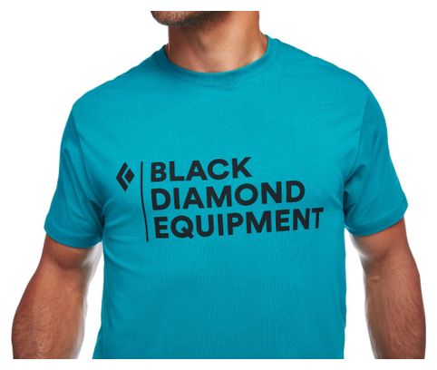 T-Shirt a maniche corte da uomo con logo nero e diamanti impilati Blu