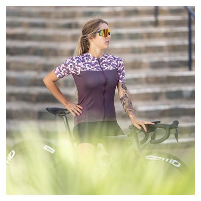 Maillot Manches Courtes Rogelli Essential Graphic Bordeaux Femme