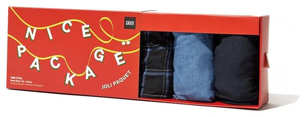 SAXX Vibe Xtra Boxer 3er Pack Schwarz/Blau Herren