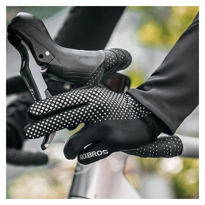 Paire de gants de cyclisme plein doigt respirants antidérapants noir