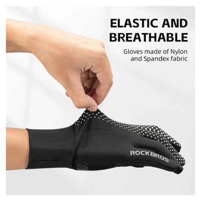 Paire de gants de cyclisme plein doigt respirants antidérapants noir