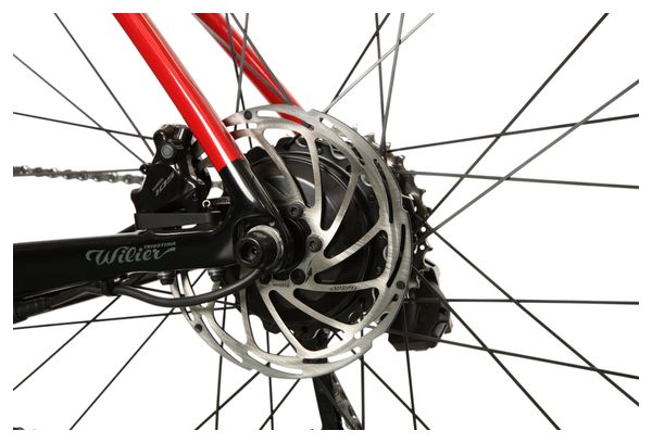 Bicicleta eléctrica de carretera Wilier Triestina Garda Hybrid Shimano 105 Di2 12S 250 Wh 700 mm Negro Rojo