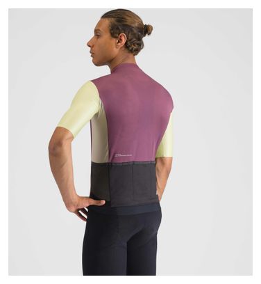 Sportful Supergiara Logo Jersey met korte mouwen bordeaux/geel