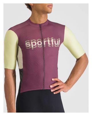 Sportful Supergiara Logo Jersey met korte mouwen bordeaux/geel