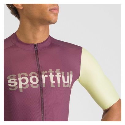Sportful Supergiara Logo Jersey met korte mouwen bordeaux/geel