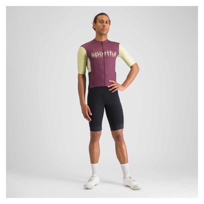 Sportful Supergiara Logo Jersey met korte mouwen bordeaux/geel