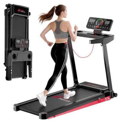 Tapis de course Fitness Q8 avec poignées pliable compact Noir avec tapis