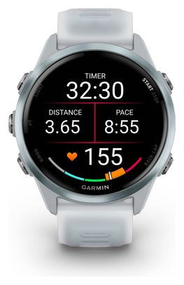 Montre GPS Garmin Forerunner 570 - 42 mm Bleu Ciel Aluminium Blanc