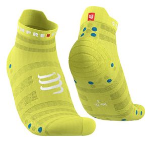 Pair of Compressport Pro Racing Socks v4.0 Ultralight Run Low Yellow
