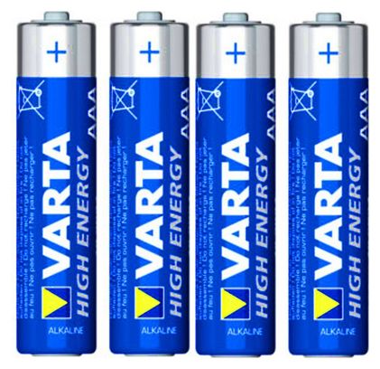 Lot de 4 piles alcaline  LR03 AAA 1.5 V high energy  VARTA .