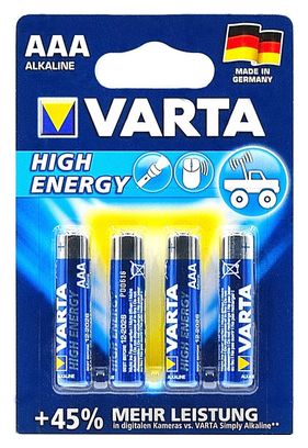 Lot de 4 piles alcaline  LR03 AAA 1.5 V high energy  VARTA .