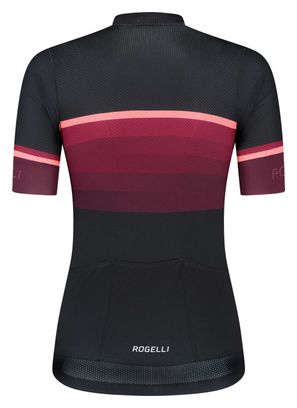 Maillot Manches Courtes Velo Rogelli Impress II - Femme - Bourgogne/Corail/Noir