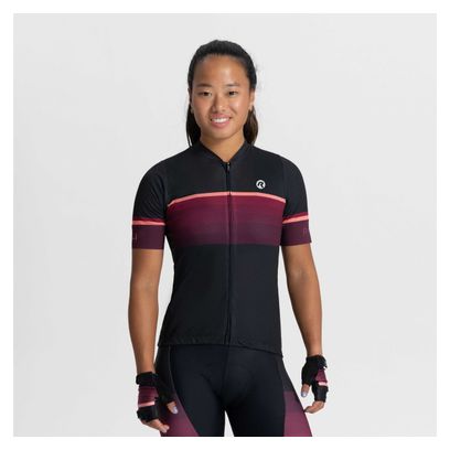 Maillot Manches Courtes Velo Rogelli Impress II - Femme - Bourgogne/Corail/Noir