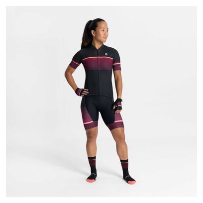 Maillot Manches Courtes Velo Rogelli Impress II - Femme - Bourgogne/Corail/Noir