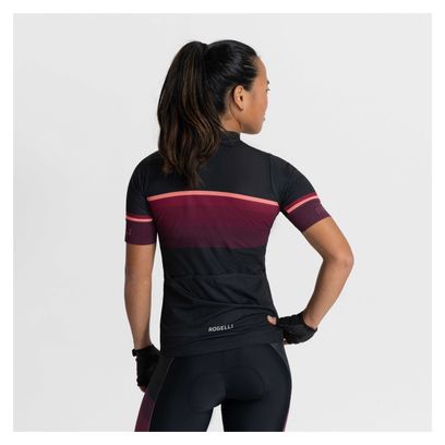 Maillot Manches Courtes Velo Rogelli Impress II - Femme - Bourgogne/Corail/Noir