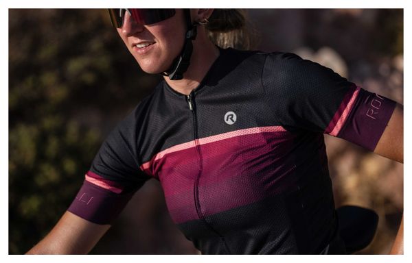 Maillot Manches Courtes Velo Rogelli Impress II - Femme - Bourgogne/Corail/Noir