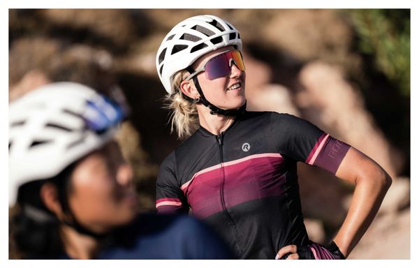 Maillot Manches Courtes Velo Rogelli Impress II - Femme - Bourgogne/Corail/Noir