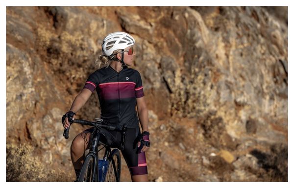 Maillot Manches Courtes Velo Rogelli Impress II - Femme - Bourgogne/Corail/Noir