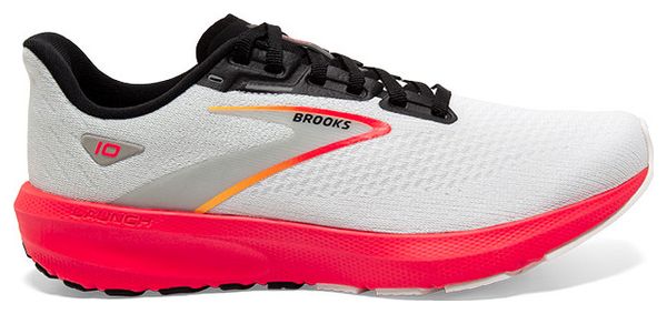 Chaussures Running Brooks Launch 10 Blanc Rouge Femme