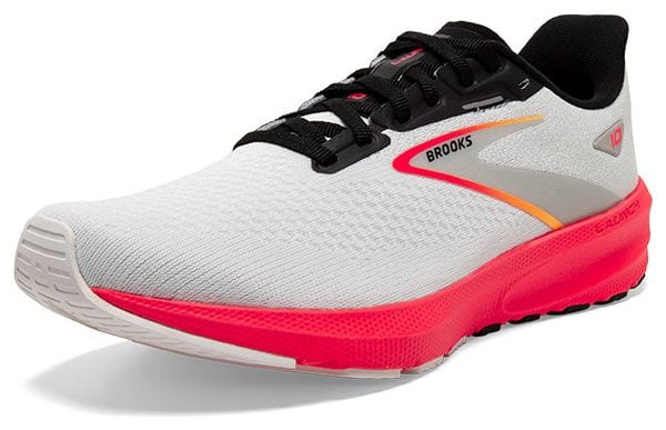 Chaussures Running Brooks Launch 10 Blanc Rouge Femme