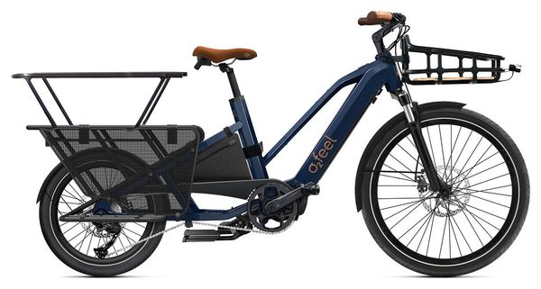 Elektrisches Longtail-Fahrrad O2 Feel Equo Cargo Boost 3.1 Shimano Altus 9V 432 Wh 20/26'' Blau Boreal  Family Pack
