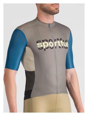 Sportful Supergiara Logo Jersey met korte mouwen grijs/blauw