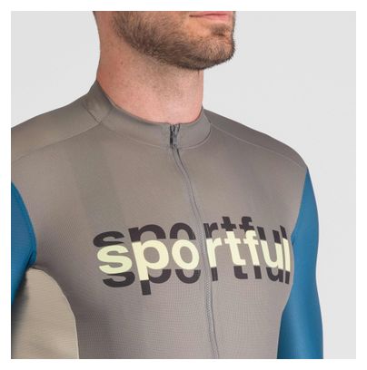 Sportful Supergiara Logo Jersey met korte mouwen grijs/blauw
