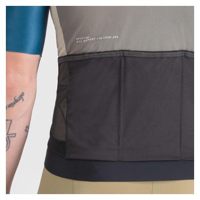 Sportful Supergiara Logo Jersey met korte mouwen grijs/blauw