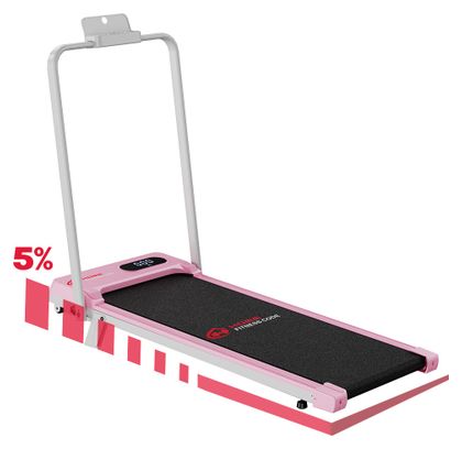 Tapis de course Fitness T7 avec poignées pliable compact Rose avec tapis