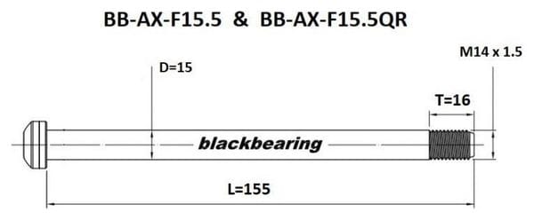 Axe de roue Blackbearing - F15.5 - (15 mm - 155 - M14x1 5 -