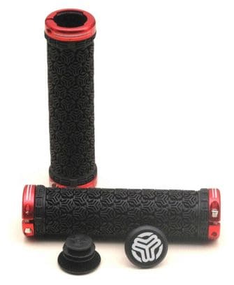 SB3 Pair of grips LOGO + lock On Black Red