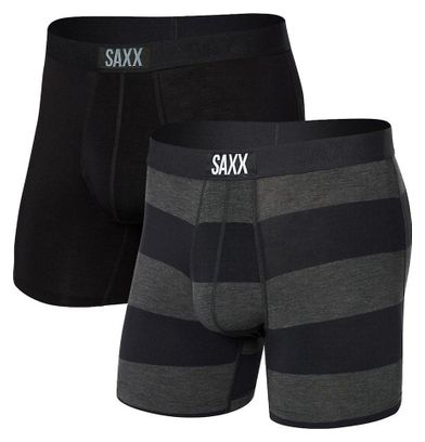 Set van 2 Saxx Vibe Super Soft Brief Graphite Rugby Black Boxers