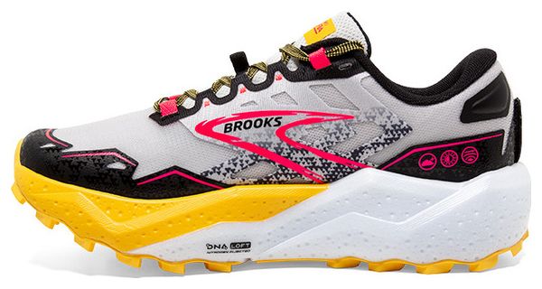 Brooks Caldera 7 Gris Amarillo Rosa Zapatillas de trail para mujer